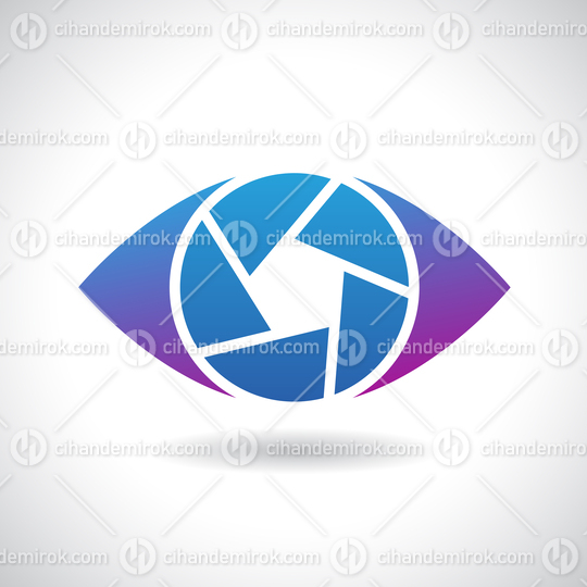 Purple and Blue Shutter Eye Logo Icon with a Shadow