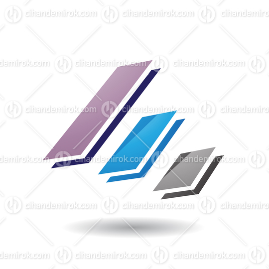 Purple Blue and Grey Layered Diagonal Bars Icon