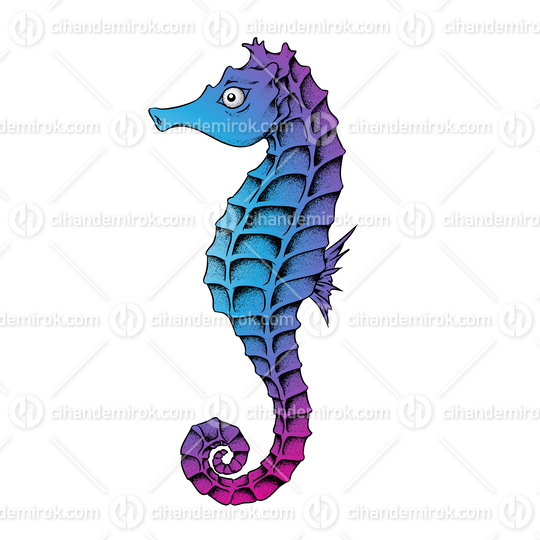Purple Blue and Magenta Seahorse Dotted Illustration