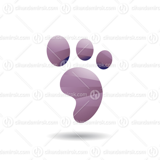 Purple Cartoon Footprint Icon with a Shadow