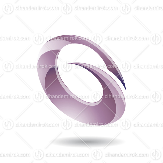 Purple Glossy Abstract Spiky Round Icon for Letter G Q or O
