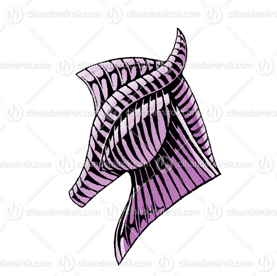 Purple Horse Head, Scratchboard Engraved Vector