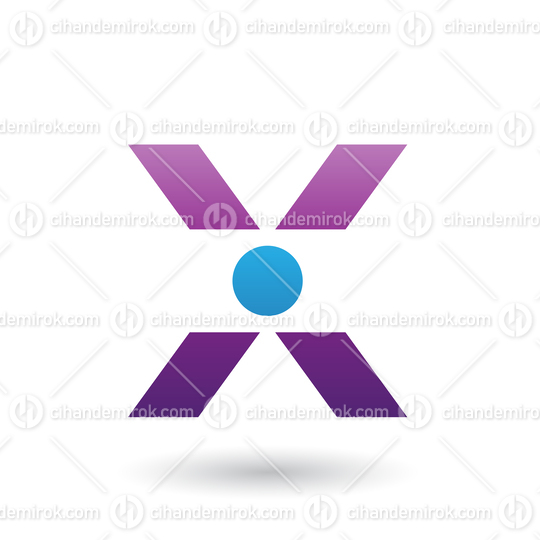 Purple Icon of Letter X with a Circle Vector Illustration