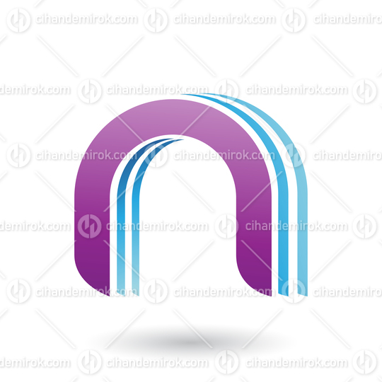 Purple Layered Icon for Letter N Vector Illustration