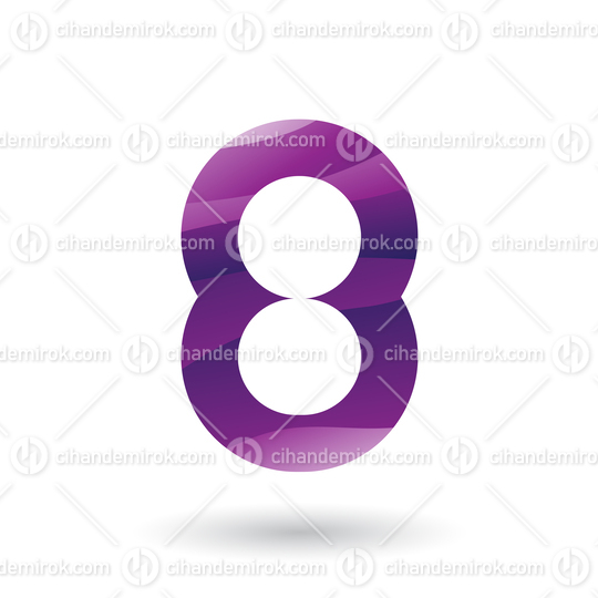 Purple Round Icon for Number 8 Vector Illustration
