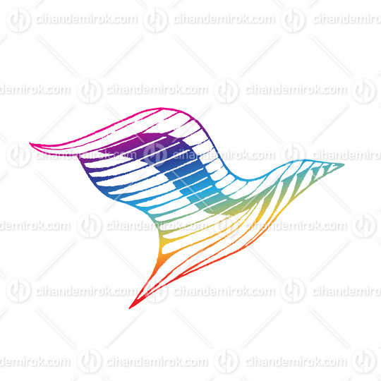 Rainbow Colored Vectorized Ink Sketch of Eagle Illustration