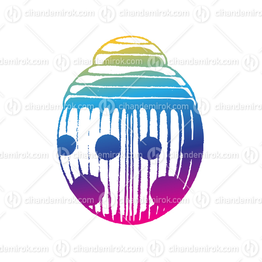 Rainbow Colored Vectorized Ink Sketch of Simple Ladybug Illustration