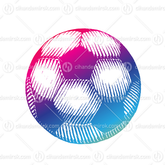 Rainbow Colored Vectorized Ink Sketch of Soccer Ball Illustration