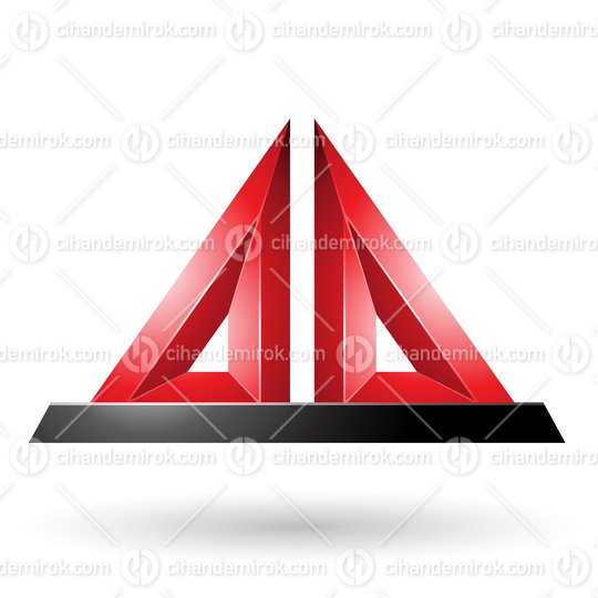 Red 3d Pyramidical Embossed Shape Vector Illustration