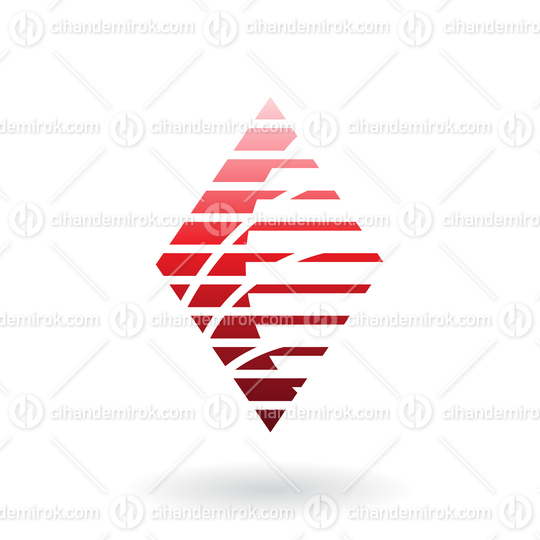 Red Abstract Diamond Shape with Thin and Thick Horizontal Stripes