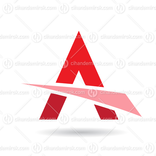 Red Abstract Icon of Letter A with a Cutting Triangle