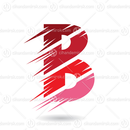 Red Abstract Letter B Symbol with Swooshed Stripes