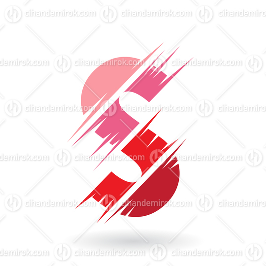Red Abstract Letter S Icon with Swooshed Stripes