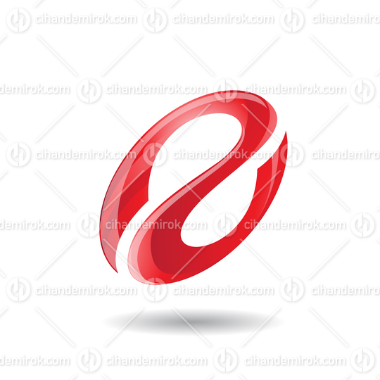 Red Abstract Oval Curvy Icon for Letter A or Reverse S