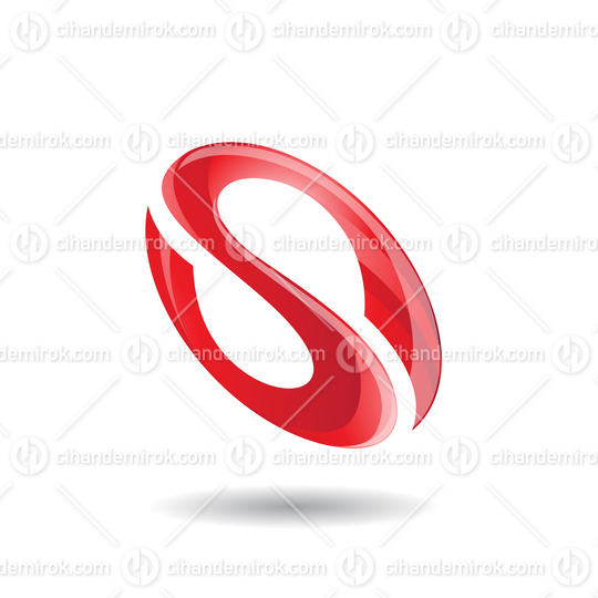 Red Abstract Oval Curvy Letter S Icon