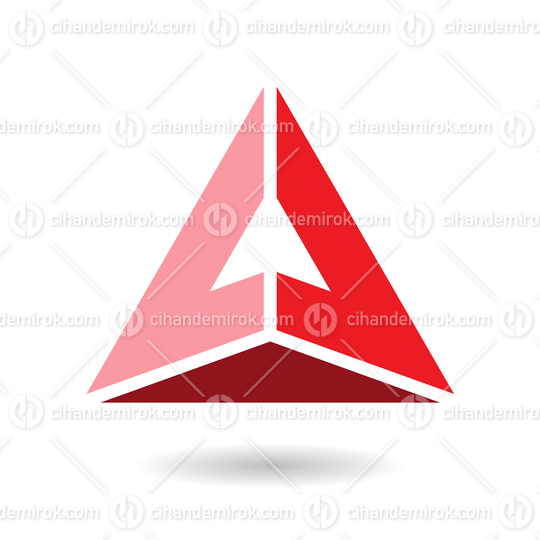 Red Abstract Pyramid Shaped Letter A with a Shadow 