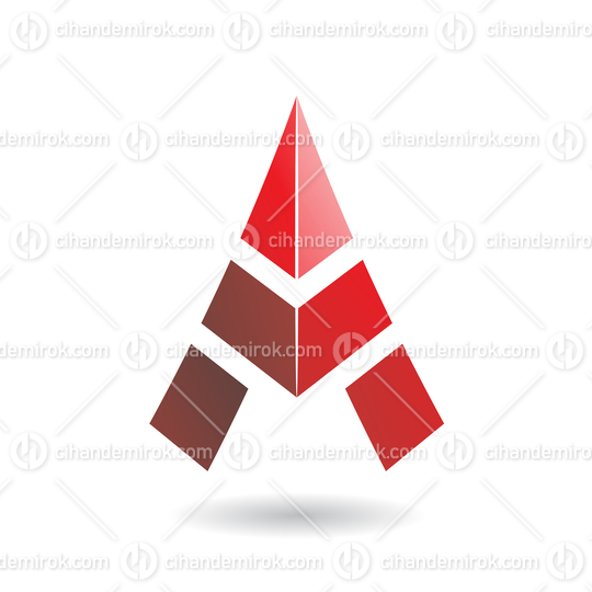 Red Abstract Pyramidical Tower Shaped Icon for Letter A