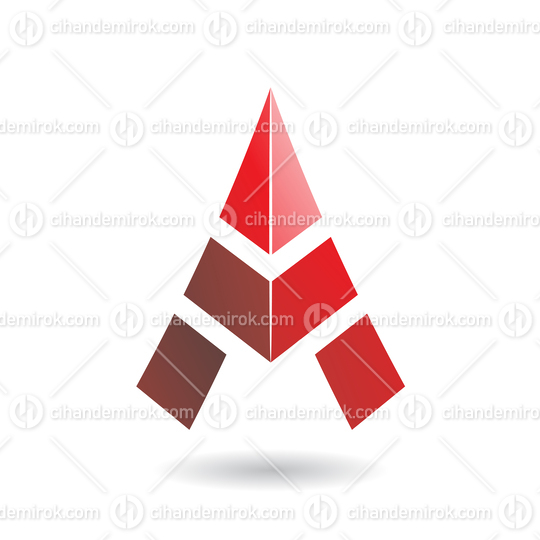 Red Abstract Pyramidical Tower Shaped Icon for Letter A