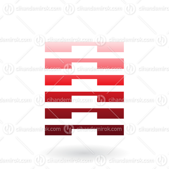 Red Abstract Rectangular Shape with Thin and Thick Stripes