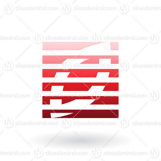 Red Abstract Square Wheat Grain Icon with Stripes