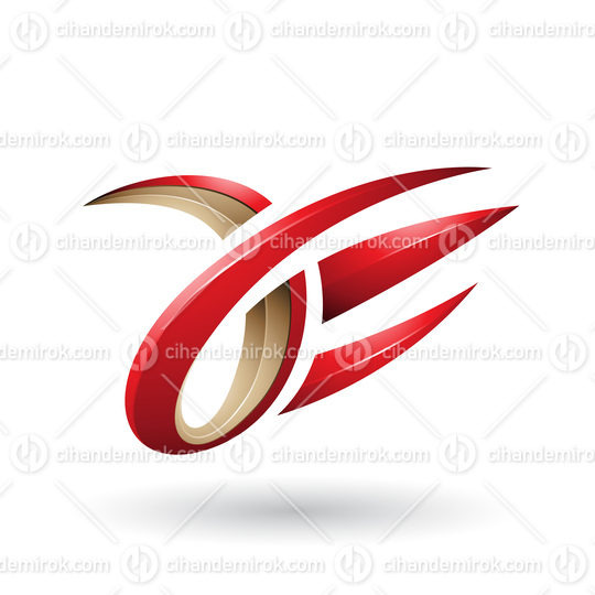 Red and Beige 3d Claw Shaped Letter A and E Vector Illustration