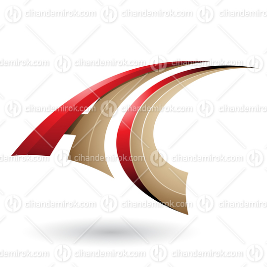 Red and Beige Dynamic Flying Letter A and C Vector Illustration