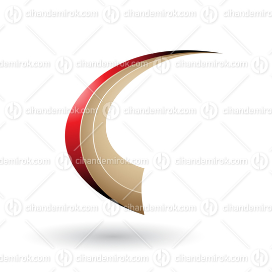 Red and Beige Dynamic Flying Letter C Vector Illustration