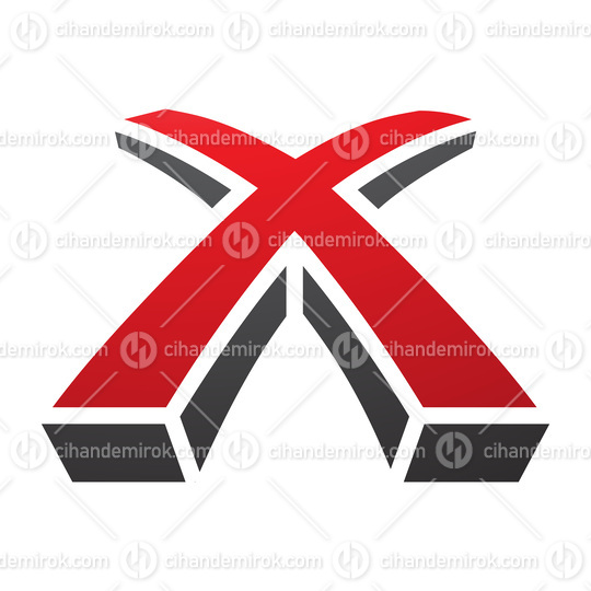 Red and Black 3d Shaped Letter X Icon