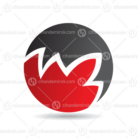 Red and Black Abstract Bush Like Round Logo Icon