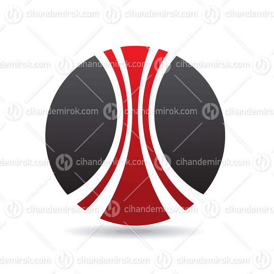 Red and Black Abstract Curvy Striped Round Logo Icon