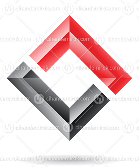 Red and Black Abstract Embossed Square Frame Logo Icon