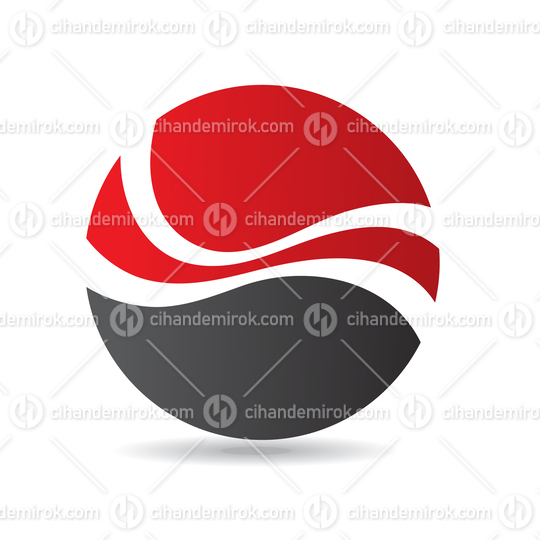 Red and Black Abstract Round Wavy Logo Icon