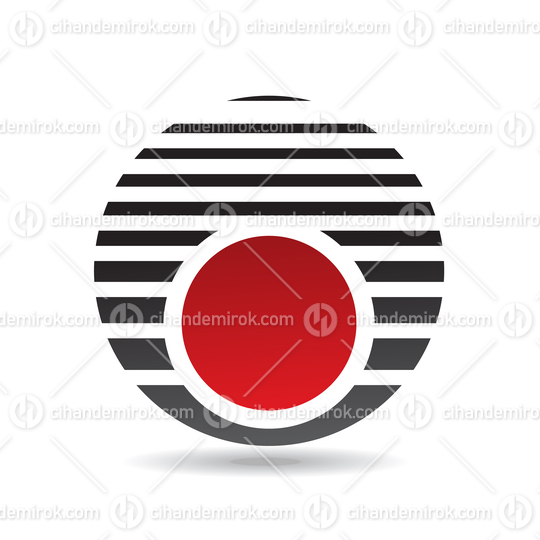 Red and Black Abstract Striped Round Logo Icon