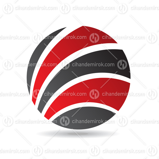 Red and Black Abstract Thick Striped Round Logo Icon