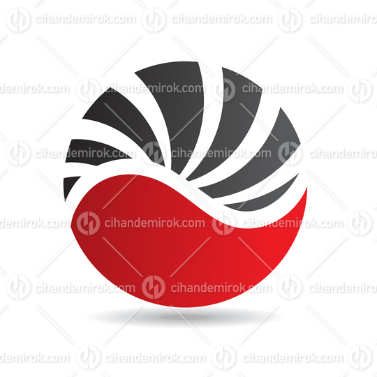 Red and Black Abstract Wavy Striped Round Logo Icon