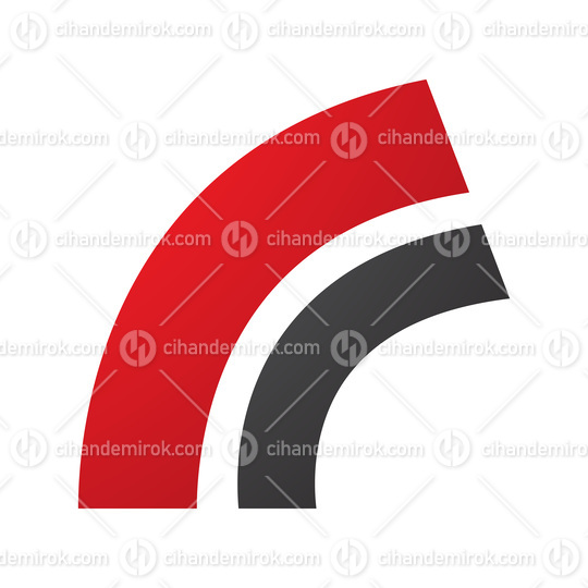 Red and Black Arc Shaped Letter R Icon