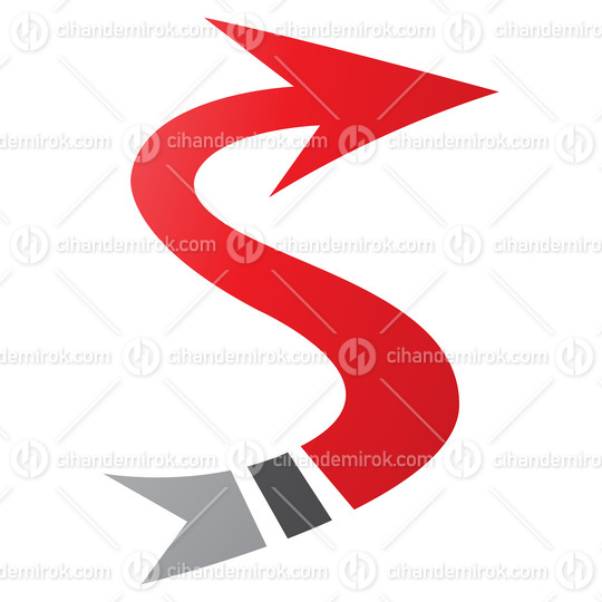 Red and Black Arrow Shaped Letter S Icon