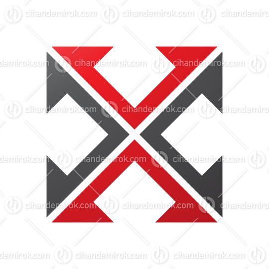 Red and Black Arrow Square Shaped Letter X Icon