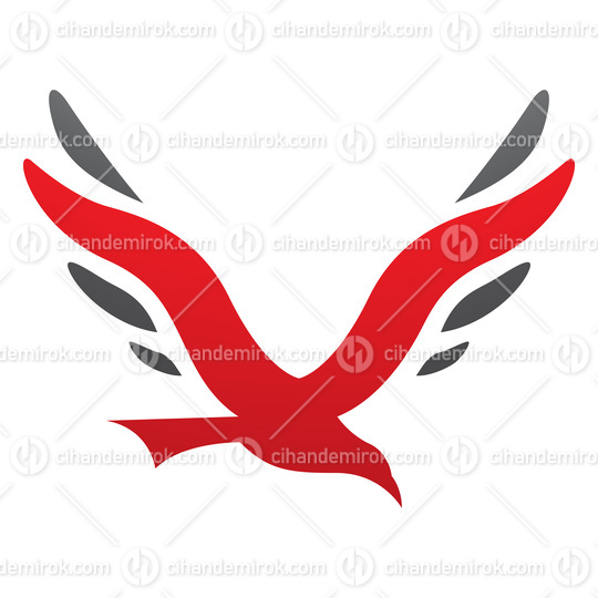 Red and Black Bird Shaped Letter V Icon