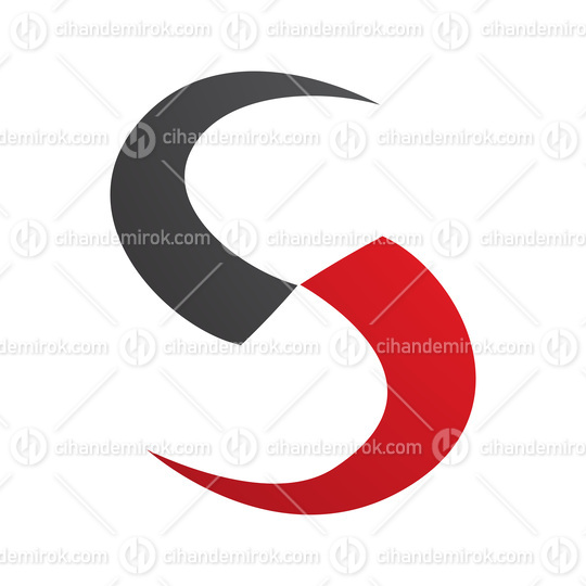 Red and Black Blade Shaped Letter S Icon