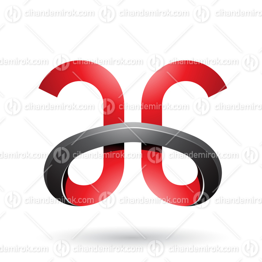 Red and Black Bold Curvy Letters A and G Vector Illustration