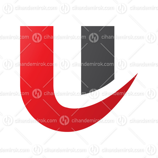 Red and Black Bold Curvy Shaped Letter U Icon