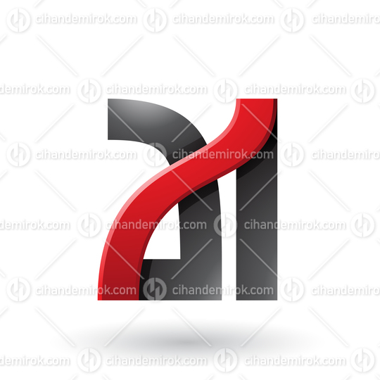Red and Black Bold Dual Letters A and I Vector Illustration