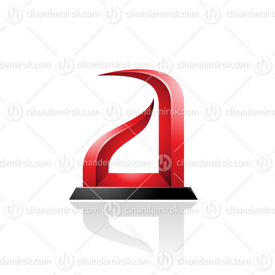 Red and Black Bow-like Embossed Letter A Vector Illustration