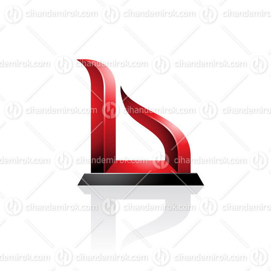 Red and Black Bow-like Embossed Letter B Vector Illustration