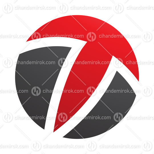 Red and Black Circle Shaped Letter T Icon