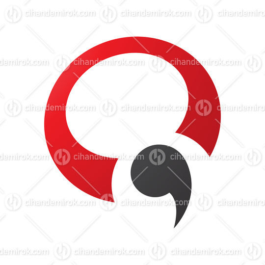 Red and Black Comma Shaped Letter Q Icon