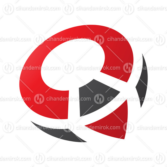 Red and Black Compass Shaped Letter Q Icon