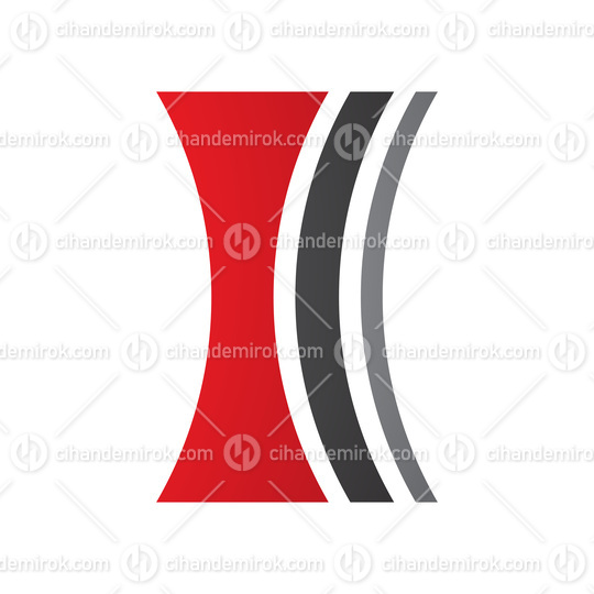 Red and Black Concave Lens Shaped Letter I Icon