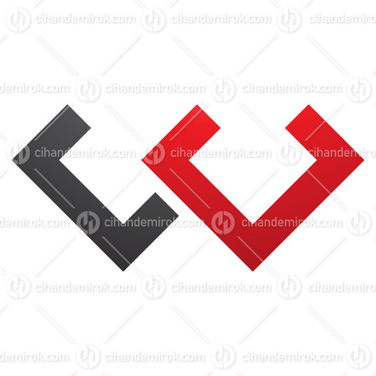 Red and Black Cornered Shaped Letter W Icon
